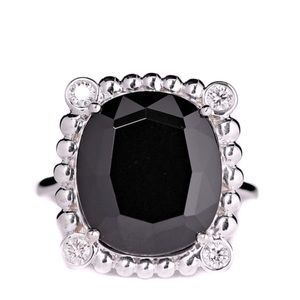 COPY - Tiffany & Co. 925 Sterling silver  diamond and black spinel ring